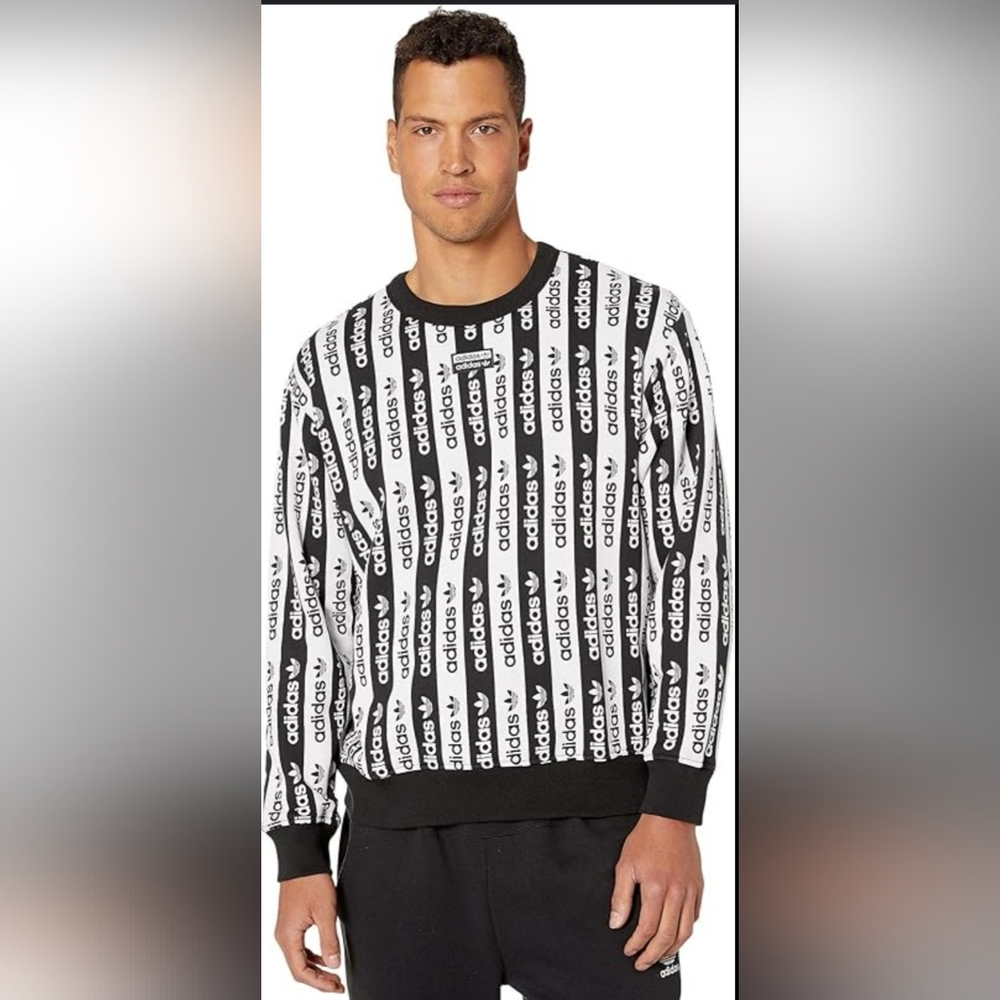 Adidas Originals R.Y.V. Crewneck Sweatshirt Sweater Tape Striped Black S
